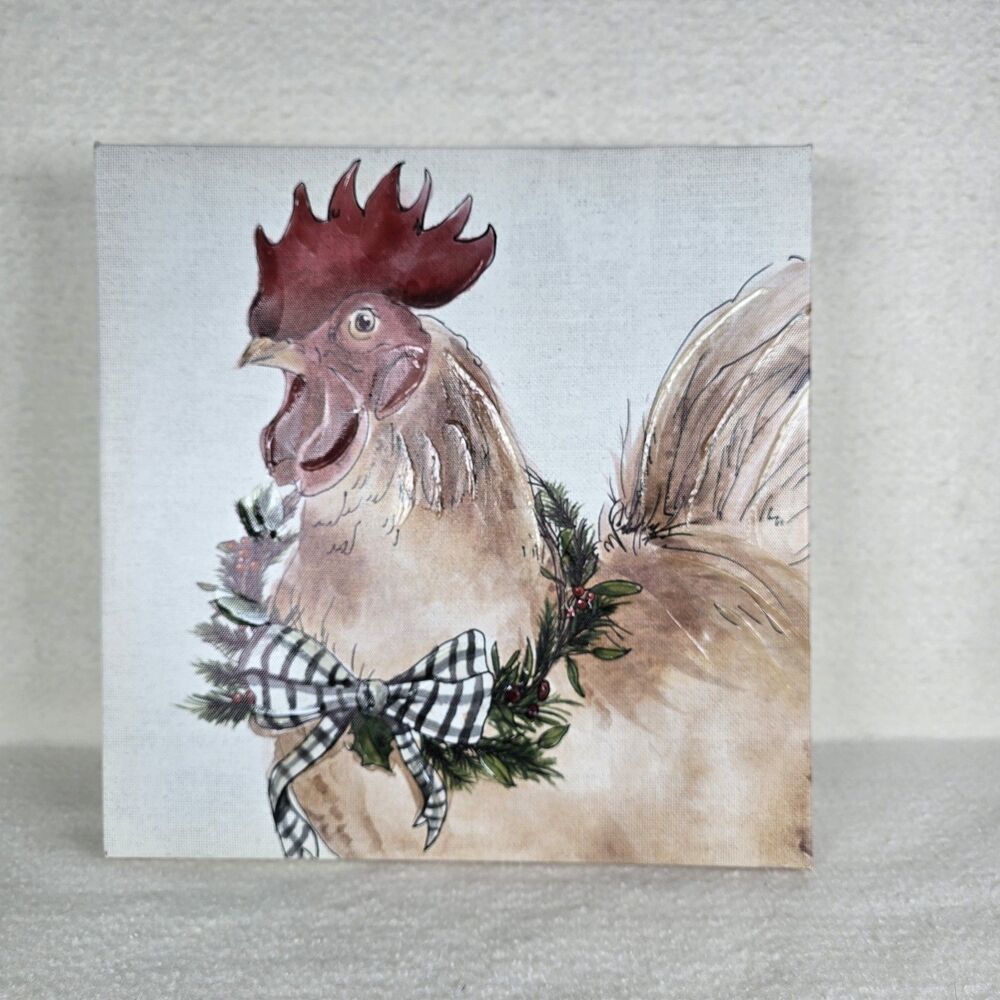 Hobby Lobby Rustic Farmhouse Canvas Art Set Cow Rooster 12x12 - Picture 3 of 7